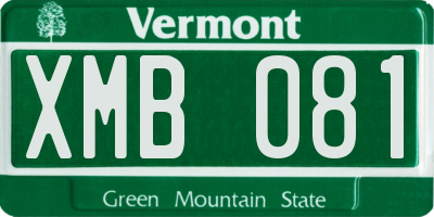 VT license plate XMB081