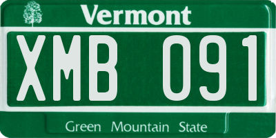 VT license plate XMB091