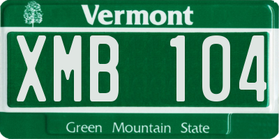 VT license plate XMB104
