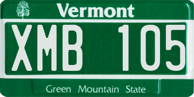 VT license plate XMB105