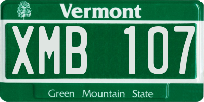 VT license plate XMB107