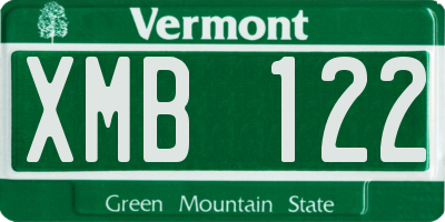 VT license plate XMB122