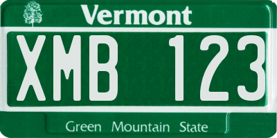 VT license plate XMB123