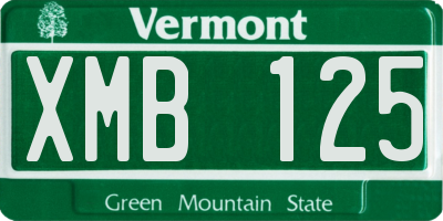 VT license plate XMB125