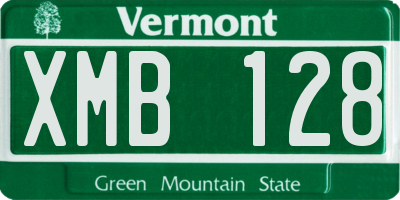 VT license plate XMB128
