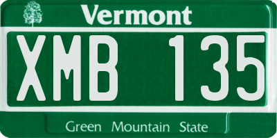 VT license plate XMB135