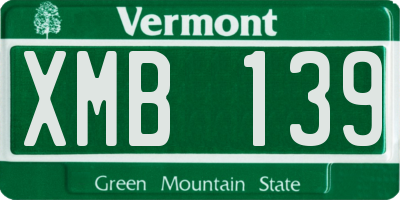 VT license plate XMB139