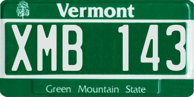 VT license plate XMB143