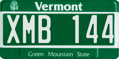 VT license plate XMB144