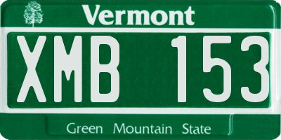 VT license plate XMB153