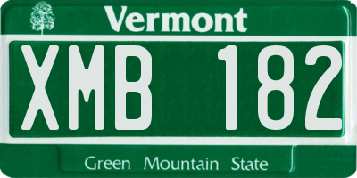 VT license plate XMB182