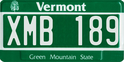 VT license plate XMB189