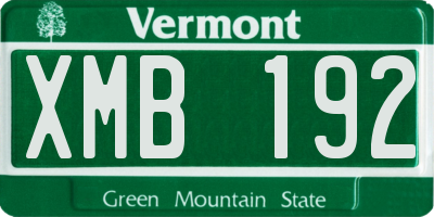 VT license plate XMB192