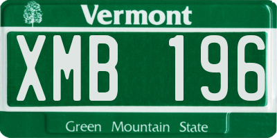 VT license plate XMB196