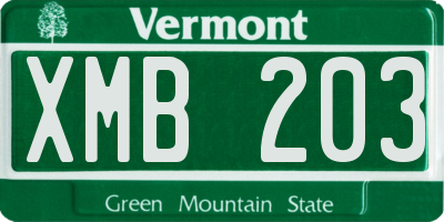 VT license plate XMB203