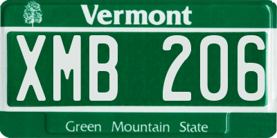 VT license plate XMB206