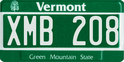 VT license plate XMB208
