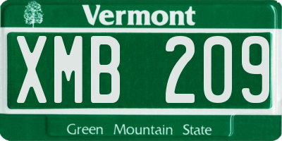 VT license plate XMB209