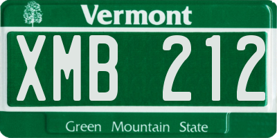 VT license plate XMB212