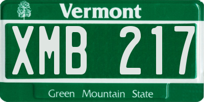 VT license plate XMB217