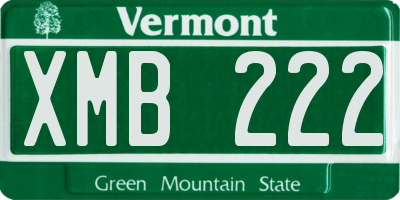VT license plate XMB222