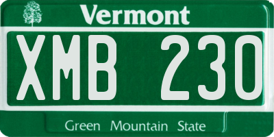 VT license plate XMB230