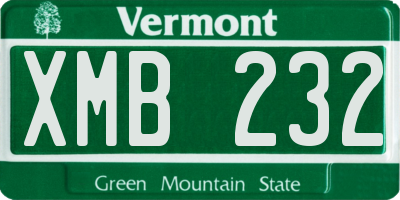 VT license plate XMB232