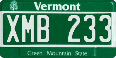 VT license plate XMB233