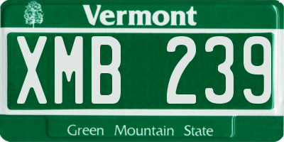 VT license plate XMB239