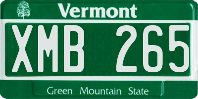 VT license plate XMB265