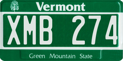 VT license plate XMB274
