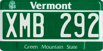 VT license plate XMB292