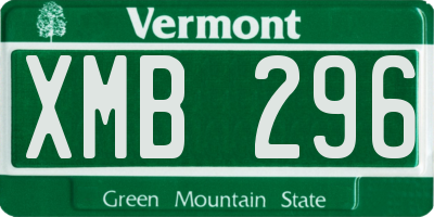 VT license plate XMB296