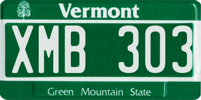 VT license plate XMB303