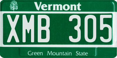 VT license plate XMB305