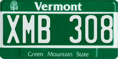VT license plate XMB308
