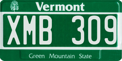 VT license plate XMB309