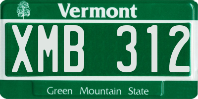 VT license plate XMB312