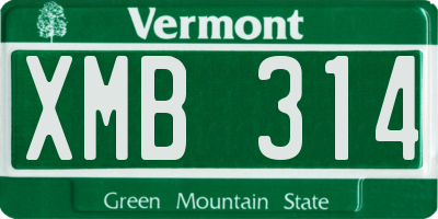 VT license plate XMB314