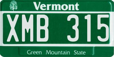 VT license plate XMB315