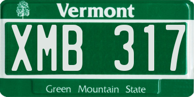 VT license plate XMB317