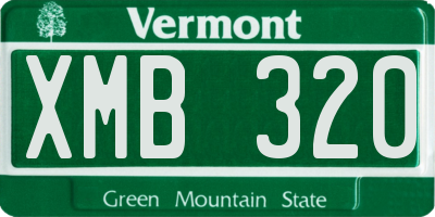 VT license plate XMB320