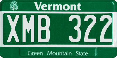 VT license plate XMB322