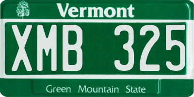 VT license plate XMB325