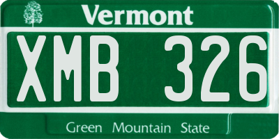 VT license plate XMB326