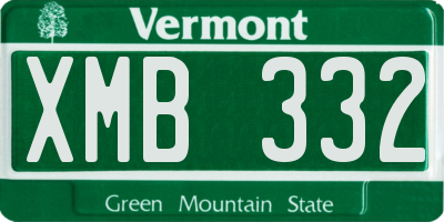 VT license plate XMB332