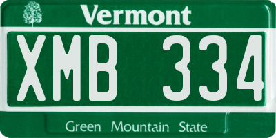 VT license plate XMB334
