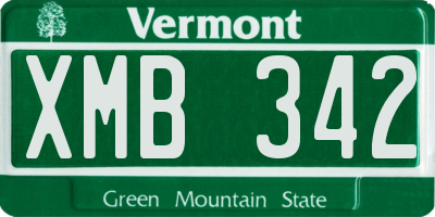 VT license plate XMB342