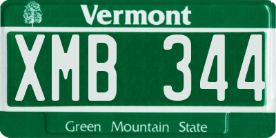 VT license plate XMB344