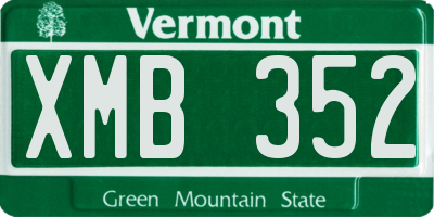 VT license plate XMB352